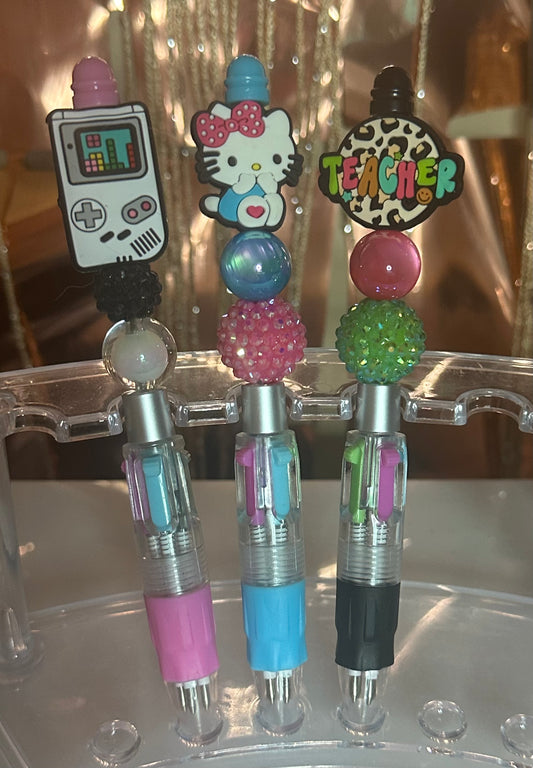 Multi-color ink custom beaded pen